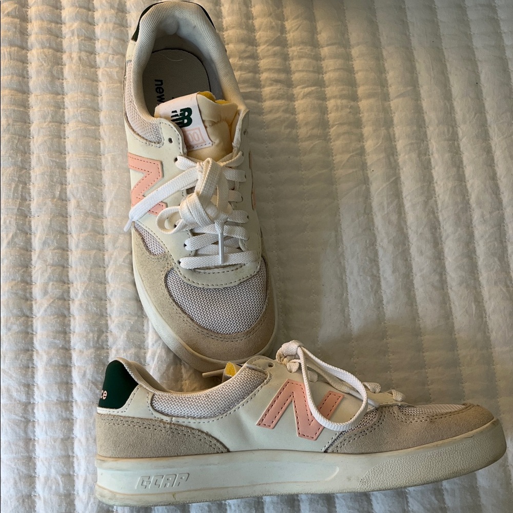 New Balance Cream, Pink & Green Retro Sneakers